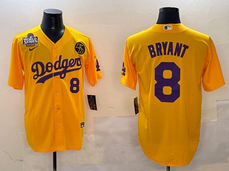 Men Los Angeles Dodgers #8 Bryant Yellow Game 2025 Nike MLB Jersey style 5